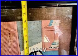 1855 Signed Utagawa Kunisada Japanese Woodblock Print Framed Kabuki Actor Scene