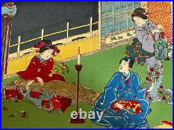 1880s Japanese Woodblock Print book Geishas Ladies Meiji Era Mr Gen