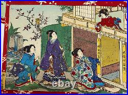 1880s Japanese Woodblock Print book Geishas Ladies Meiji Era Mr Gen