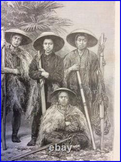 1882 Japanese Peasant Original Woodblock Print