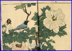 1891 KEINEN Kacho Gafu Woodblock Print Bird & Flower Picture Book summer 1st Ed