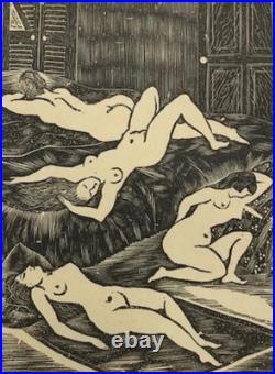 1925 Tsuguharu Foujita Original Woodblock Print Nude