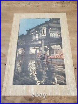 1929 Hiroshi Yoshida Japanese Woodblock Print Kagurazaka Dori Signed by Artist