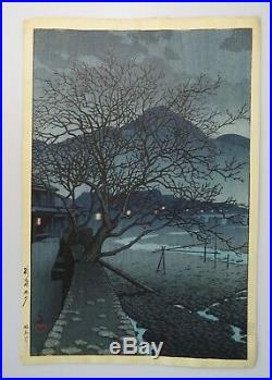 1929 Kawase Hasui Original Japanese Woodblock Print Evening at Beppu