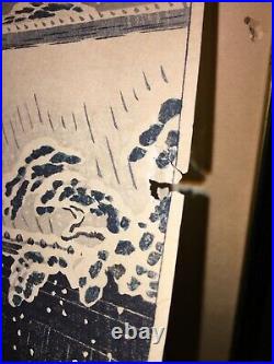 1930's Japanese Woodblock Print No Glass and Has Tear Damage