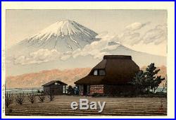 1936 Kawase Hasui Mt. Fuji 7 mm Seal Original Japanese Woodblock Print PRISTINE