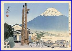 1940 Orig TOKURIKI TOMIKICHIRO Japanese Woodblock Print Fuji from Iwabichi