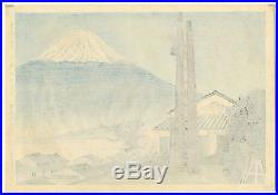 1940 Orig TOKURIKI TOMIKICHIRO Japanese Woodblock Print Fuji from Iwabichi