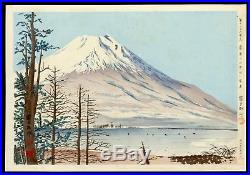 1940 TOKURIKI TOMIKICHIRO Japanese Woodblock Prints Fuji from Lake Yamanaka