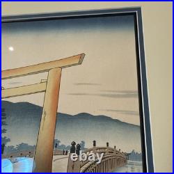 1947 Japanese TOKURIKI TOMIKICHIRO Woodblock The Ise Shrine at Mid nice