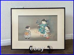 1950 Hitoshi Kiyohara Signed Wood Block Print Japanese Art 15/19 Inches Framed