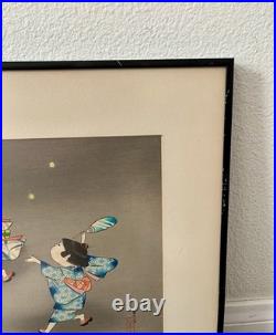 1950 Hitoshi Kiyohara Signed Wood Block Print Japanese Art 15/19 Inches Framed