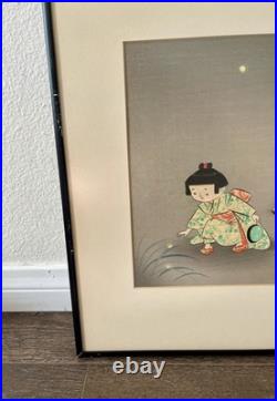 1950 Hitoshi Kiyohara Signed Wood Block Print Japanese Art 15/19 Inches Framed