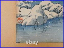 1951 Kawase Hasui Japanese Woodblock Print SNOW at Ginkakuji Temple 6mm Watanabe