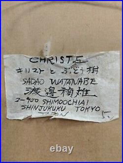 1960 Signed Sadao Watanabe Christ. E Japanese Religous Woodblock 8/50