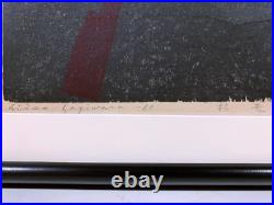 1960s MCM ABSTRACT MODERN JAPANESE WOODBLOCK PRINT Sosaku Hanga HIDEO HAGIWARA