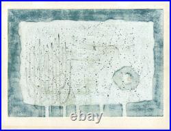 1963 Orig Fumio Fujita Signed JAPANESE Woodblock Print Forest Bird