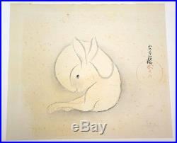 1967 Japanese Woodblock Print No. 37 White Rabbit Mikumo Ishihara (1902-63)(Fur)
