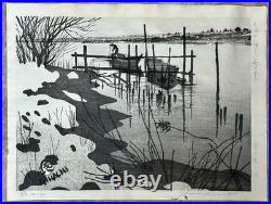1969 Original Okuyama Gihachiro Signed Woodblock Print Yagiri no Watashi
