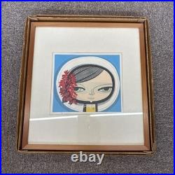 1979 Shuzo Ikeda Woodblock Print Summer, Salvia Pencil Signed Framed good