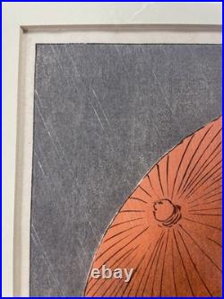 19th C Japanese ukiyo-e woodblock print Ogata Gekko PRAYING RAIN Meiji Framed