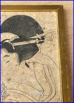 19th Century Kitagawa Tsukimaro After the bath Orig. Woodblock Print. 1800's