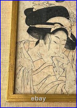 19th Century Kitagawa Tsukimaro After the bath Orig. Woodblock Print. 1800's