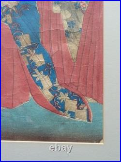 19th Century UTAGAWA KUNIYOSHI Japanese Woodblock Print Geishas Spring Time