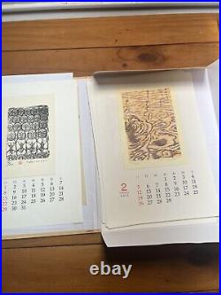 2012 calendar Japanese woodblock prints 12 Prints Kunio Kaneko + signed letter