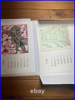 2012 calendar Japanese woodblock prints 12 Prints Kunio Kaneko + signed letter