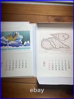 2012 calendar Japanese woodblock prints 12 Prints Kunio Kaneko + signed letter