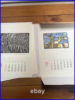 2012 calendar Japanese woodblock prints 12 Prints Kunio Kaneko + signed letter