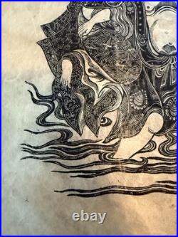 20th Century Beautiful Australian Artist Muni Japanese Woodblock Printing