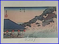 (2) Antique Hiroshige Japanese Woodblock Print 1st Edition Pair