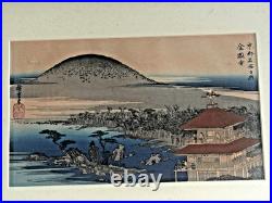 (2) Antique Hiroshige Japanese Woodblock Print 1st Edition Pair