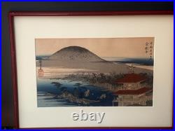 (2) Antique Hiroshige Japanese Woodblock Print 1st Edition Pair