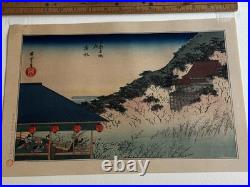 (2) Antique Hiroshige Japanese Woodblock Print 1st Edition Pair