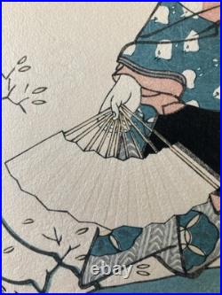 2 Vintage Japanese Woodblock Prints KIKUKAWA EIZAN Elaborately Matted & Framed