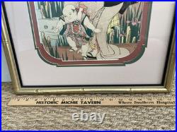 2 Vintage Japanese Woodblock Prints KIKUKAWA EIZAN Elaborately Matted & Framed
