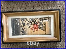 3 Kyoto Japan Miniature Woodblock Prints Framed Ushido