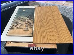 3 Kyoto Japan Miniature Woodblock Prints Framed Ushido