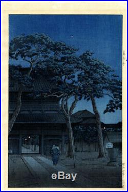 6 mm Watanabe 1931 Kawase Hasui Sengaku Temple Original Japanese Woodblock Print