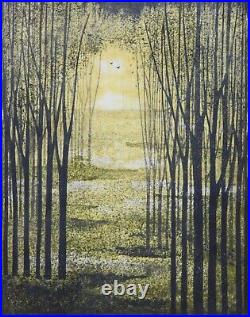 AKEMI INAGAKI-Japanese Modernist-Hand Signed LIM. ED Woodblock-Forest Clearing