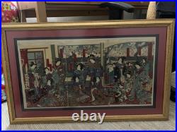 Amazing Condition Japanese ukiyo-e triptych, Meiji era (1868-1912). Geishas