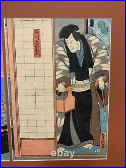 An Antique Framed Japanese Woodblock Print Diptych