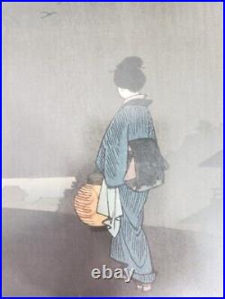 Ando Hiroshige Lady by Twilight 1797-1858 Japanese Woodblock Print Framed