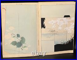 Antipue Japanese Woodblock Print Book Kimono Hinagata Textile Pattern swatch