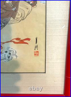 AntiqueGekko Ogata1896 Japanese Woodblock Print Morning Glories 13.5X9 Nice