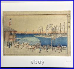 Antique 1840s Woodblock PrintView of Takanawa by Utagawa Hiroshige 9.5 x 14.25