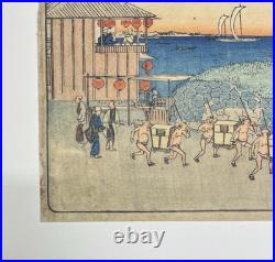 Antique 1840s Woodblock PrintView of Takanawa by Utagawa Hiroshige 9.5 x 14.25